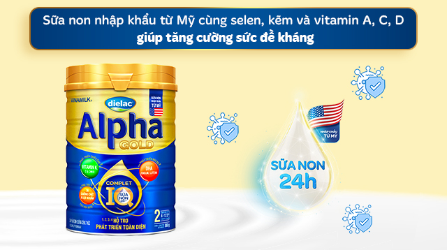 Tăng cường đề kháng - Sữa bột Dielac Alpha Gold IQ số 2 (sữa non) 800g (6 - 12 tháng)