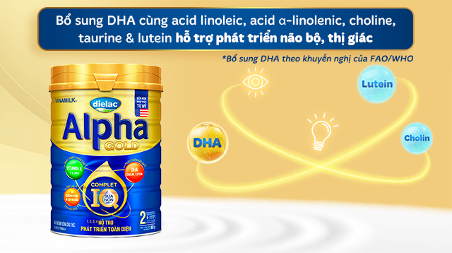 Phát triển trí não - Sữa bột Dielac Alpha Gold IQ số 2 (sữa non) 800g (6 - 12 tháng)