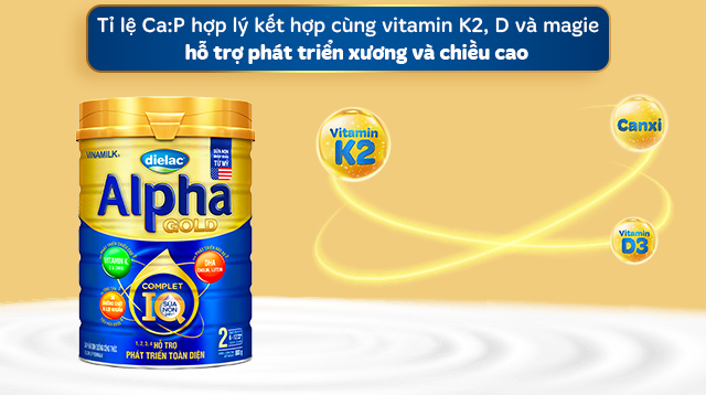 Phát triển chiều cao - Sữa bột Dielac Alpha Gold IQ số 2 (sữa non) 800g (6 - 12 tháng)