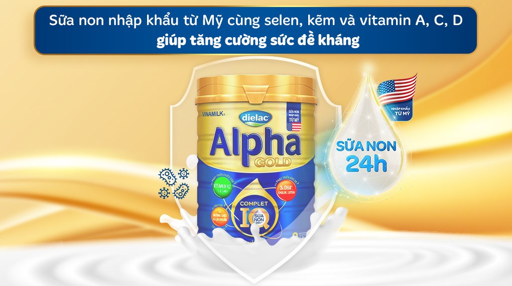 Sữa bột Dielac Alpha Gold IQ số 3 (sữa non) 850g (1 - 2 tuổi)
