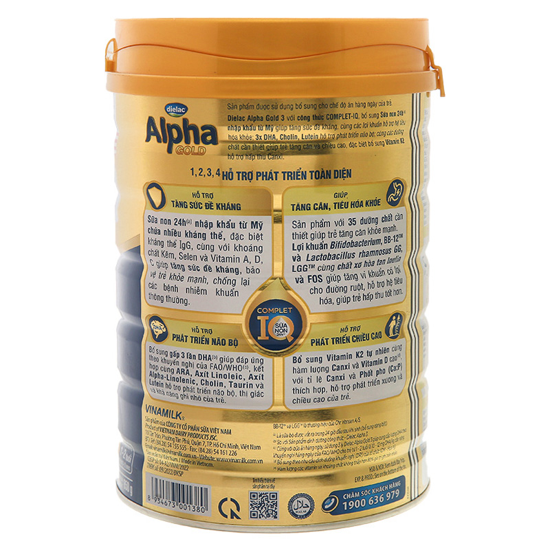 Sữa bột Dielac Alpha Gold IQ số 3 (sữa non) 850g (1 - 2 tuổi) 3
