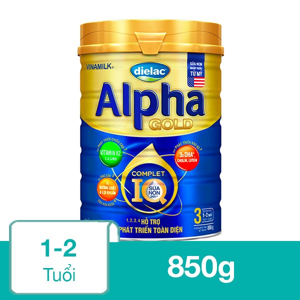 Sữa Bột Dielac Alpha Gold Iq Số 3 (Sữa Non) 850G (1 - 2 Tuổi)