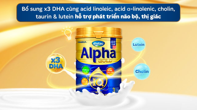 Sữa bột Dielac Alpha Gold IQ số 3 (sữa non) 850g (1 - 2 tuổi) - Trí não