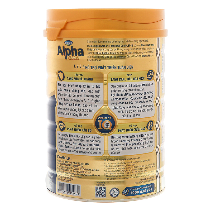 Sữa bột Dielac Alpha Gold IQ số 4 (sữa non) 850g (2 - 6 tuổi) 3