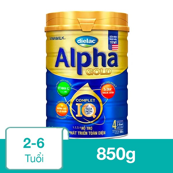 Sữa Bột Dielac Alpha Gold Iq Số 4 (Sữa Non) 850G (2 - 6 Tuổi)