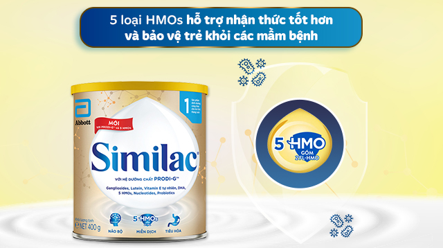 Hỗ trợ nhận thức tốt - Sữa bột Similac 5G số 1 400g (0 - 6 tháng)