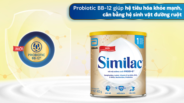 Hỗ trợ tiêu hóa - Sữa bột Similac 5G số 1 400g (0 - 6 tháng)