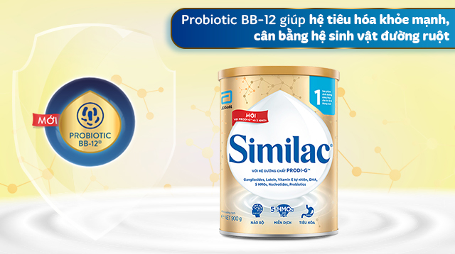 Hỗ trợ hệ tiêu hóa - Sữa bột Similac 5G số 1 900g (0 - 6 tháng)
