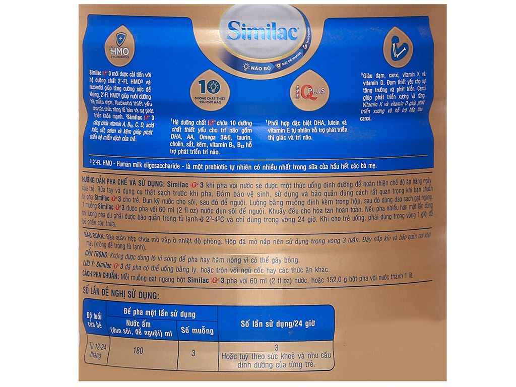 Sữa bột Abbott Similac IQ 3 Plus (HMO) hương vani lon 900g 4