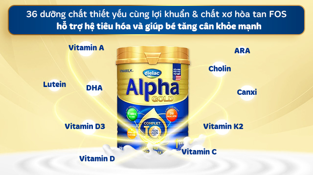 Dưỡng chất - Sữa bột Dielac Alpha Gold IQ số 1 400g (0 - 6 tháng) Dưỡng chất - Sữa bột Dielac Alpha Gold IQ số 1 400g (0 - 6 tháng)