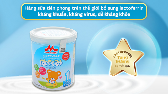 Tăng cường miễn dịch - Sữa bột Morinaga Hagukumi số 1 320g (0 - 6 tháng)