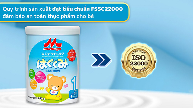 Đạt chuẩn - Sữa bột Morinaga Hagukumi số 1 850g (0 - 6 tháng)