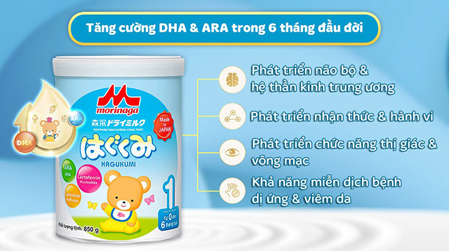 DHA - Sữa bột Morinaga Hagukumi số 1 850g (0 - 6 tháng)