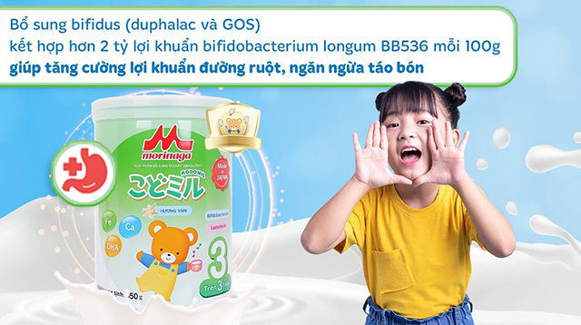 Lợi khuẩn - Sữa bột Morinaga Kodomil số 3 hương vani 850g (từ 3 tuổi)