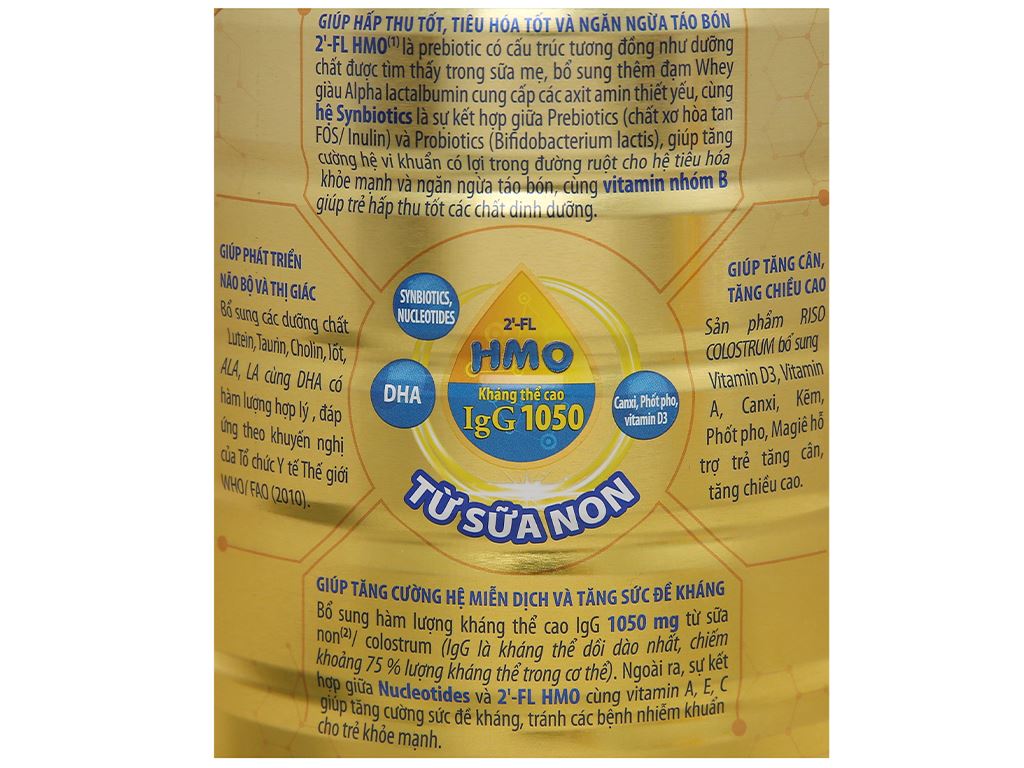 Sản phẩm dinh dưỡng NutiFood Riso Opti Gold Colostrum 2+ lon 800g 5