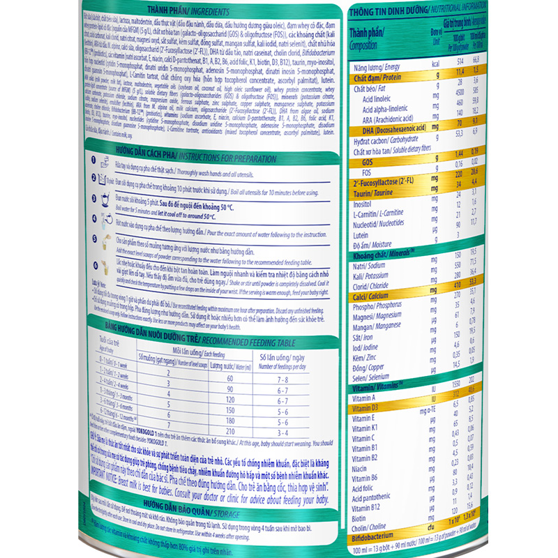 Sữa bột Vinamilk YokoGold số 1 350g (0 - 12 tháng) 8