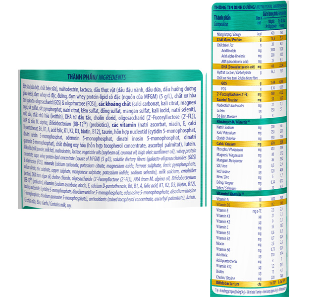 Thành phần Yoko gold số 2 850g Thành phần Yoko gold số 2 850g