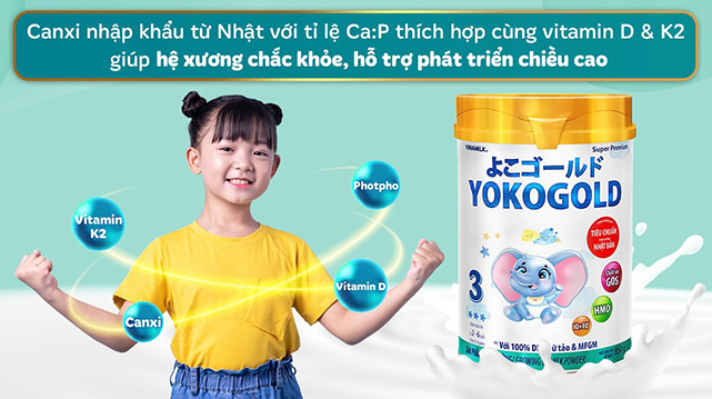 Phát triển chiều cao - Sữa bột Vinamilk YokoGold số 3 850g (2 - 6 tuổi)