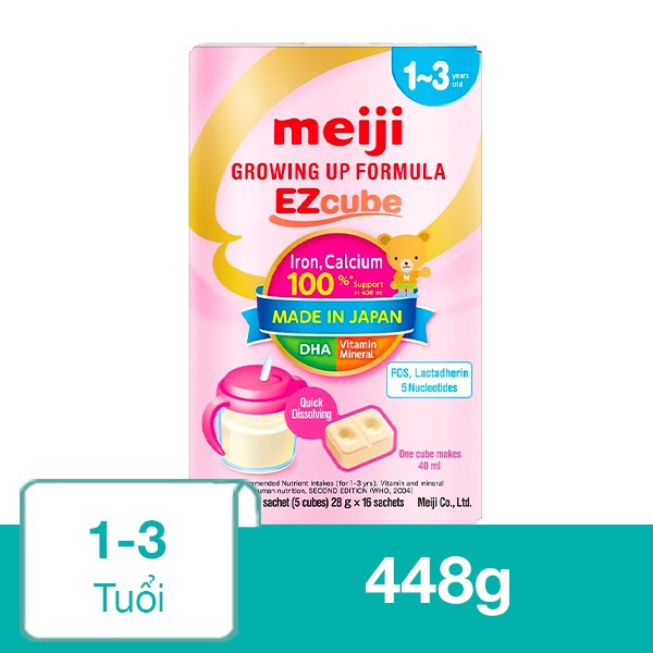 Sữa bột dạng thanh Meiji Growing Up Formula Ezcube 448g (1 – 3 tuổi)