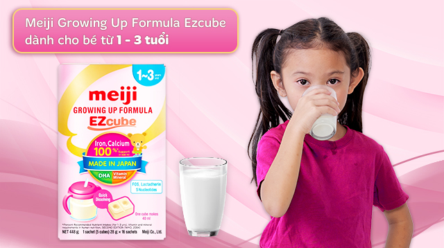 Sữa bột dạng viên Meiji Growing Up Formula Ezcube dành cho bé 1-3 tuổi