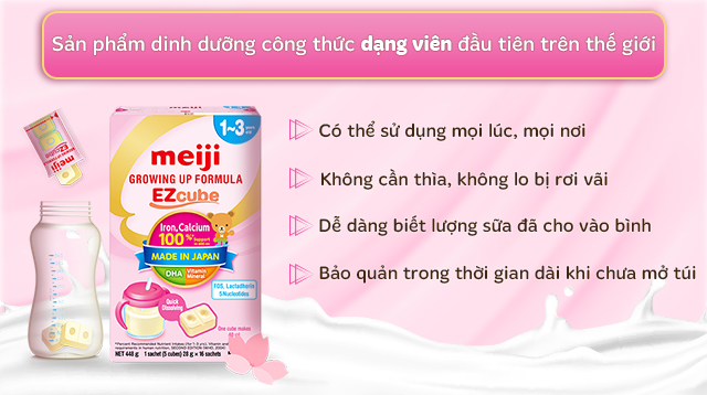Sữa bột Meiji là sản phẩm dinh dưỡng dạng viên đầu tiên