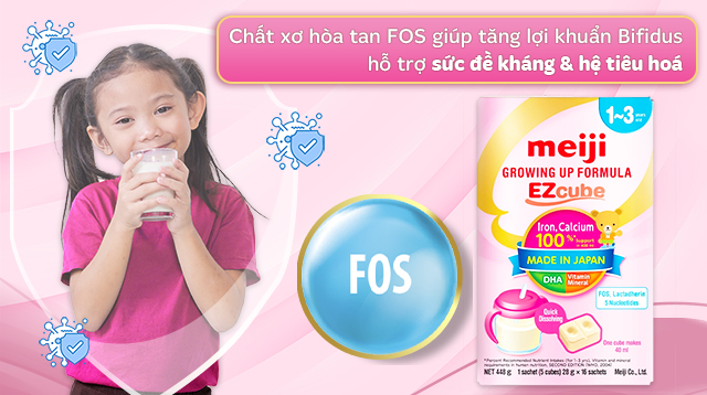 Sữa Meiji bổ sung chất xơ FOS tăng cường sức đề kháng và hệ tiêu hóa