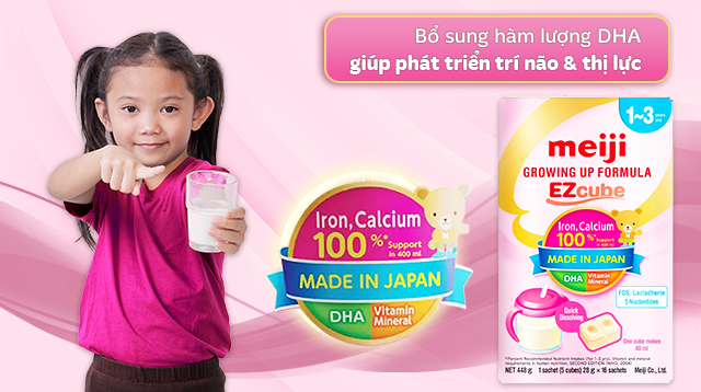 Sữa Meiji bổ sung DHA giúp bé phát triển trí não và thị giác