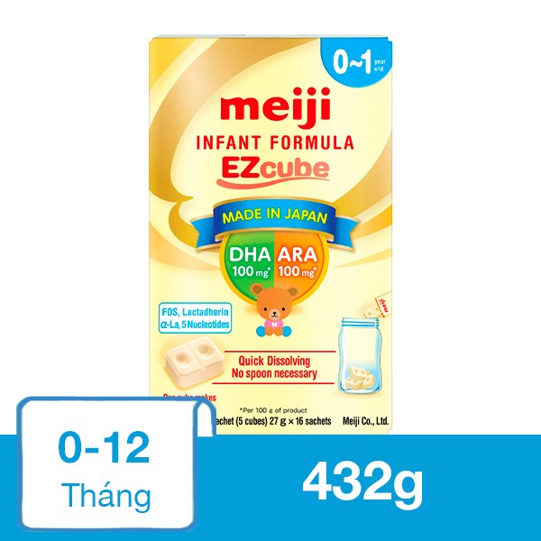 Sữa bột dạng thanh Meiji Infant Formula Ezcube 432g (0 – 12 tháng)