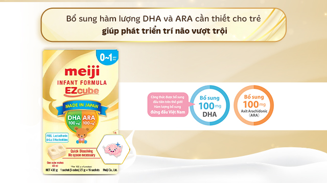 Sữa bột dạng thanh Meiji Infant Formula Ezcube 432g (0 - 12 tháng) - DHA & ARA Sữa bột dạng thanh Meiji Infant Formula Ezcube 432g (0 - 12 tháng) - DHA & ARA