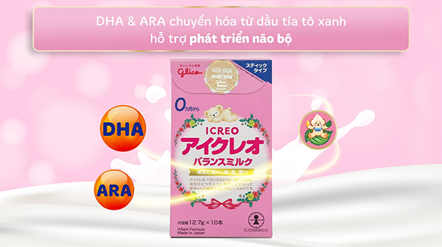 Trí não - Sữa bột dạng thanh Glico Icreo số 0 vị nhạt thanh 127g (0 - 12 tháng)