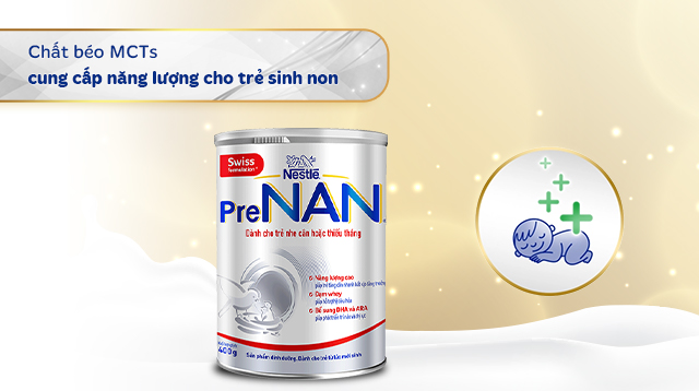 Chất béo - - Sữa bột PreNAN 380g (trẻ sơ sinh) dành cho trẻ nhẹ cân, thiếu tháng