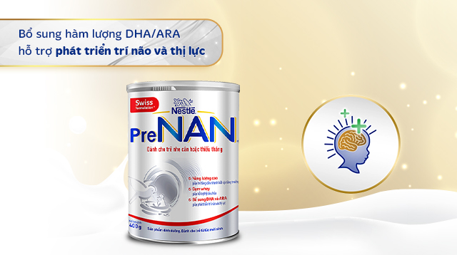 Phát triển não bộ - - Sữa bột PreNAN 380g (trẻ sơ sinh) dành cho trẻ nhẹ cân, thiếu tháng