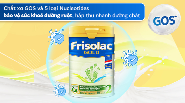 Sữa bột Friso Gold số 2 hương vani 380g (6 - 12 tháng) - Chất xơ GOS
