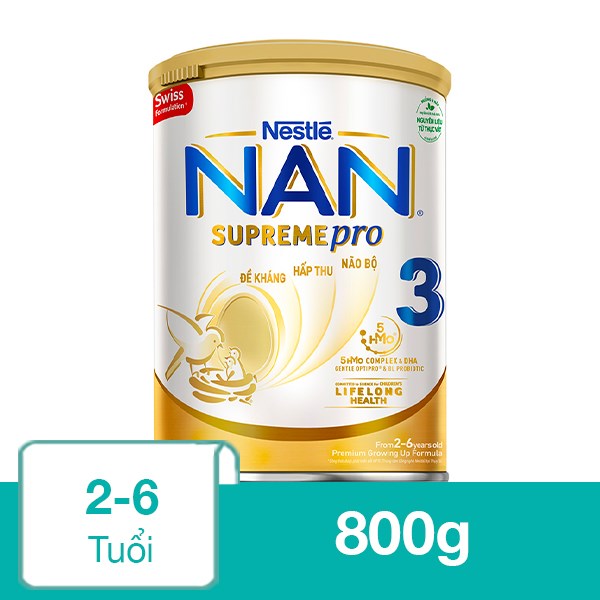 Sữa bột NAN Supremepro số 3 800g (2 – 6 tuổi) dành cho trẻ dị ứng đạm sữa bò