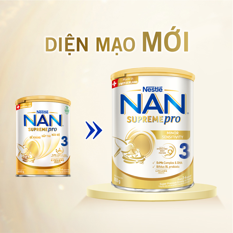Combo 2 sữa bột NAN Supremepro số 3 800g (2 - 6 tuổi) hỗ trợ trẻ có cơ địa mẫn cảm 2