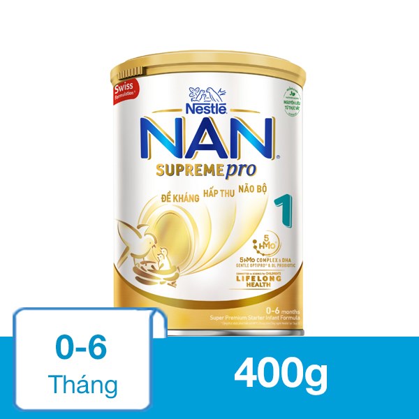 Sữa bột NAN Supremepro số 1 400g (0 – 6 tháng) dành cho trẻ dị ứng đạm sữa bò