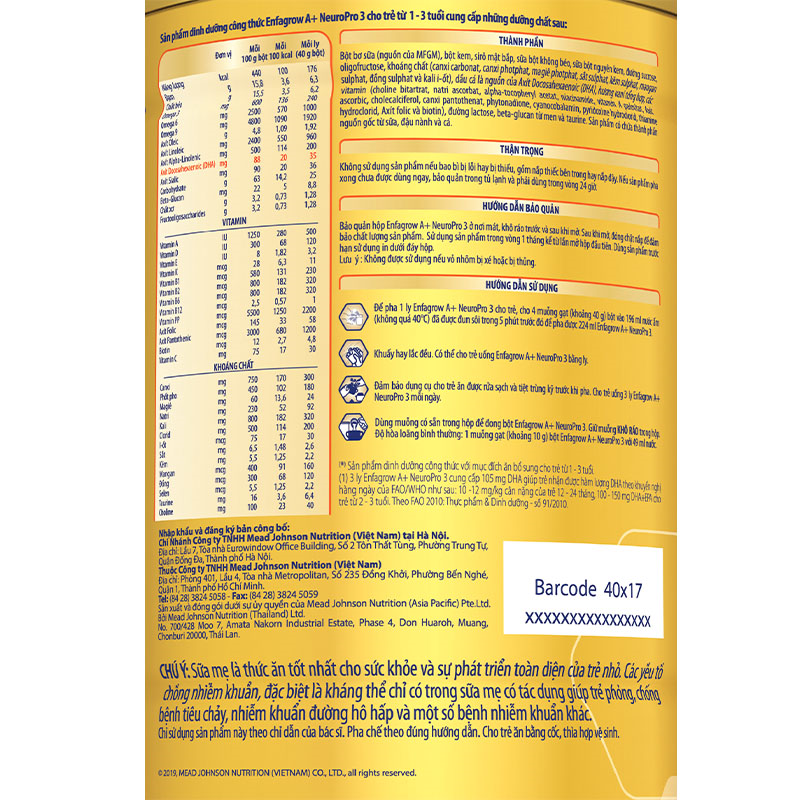 Sữa bột Enfagrow A+ Neuropro số 3 vị không đổi 1.7 kg (1 - 3 tuổi) 7