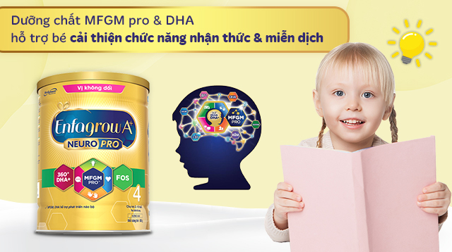 Sữa bột Enfagrow A+ Neuropro số 4 830g (2 - 6 tuổi) - MFGM và DHA Sữa bột Enfagrow A+ Neuropro số 4 830g (2 - 6 tuổi) - MFGM và DHA