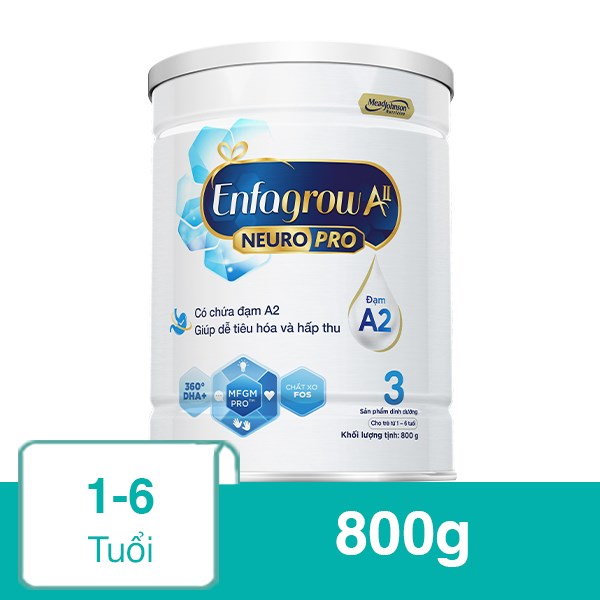 Sữa Bột Enfagrow A2 Neuropro Số 3 (Đạm Quý A2) 800G (1 - 6 Tuổi)