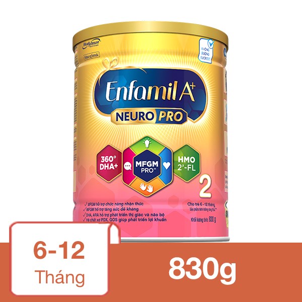 Sữa Bột Enfamil A+ Neuropro Số 2 830G (6 - 12 Tháng)