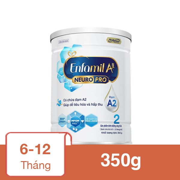 Sữa Bột Enfamil A2 Neuropro Follow Up Formula Số 2 (Đạm Quý A2) 350G (6 - 12 Tháng)