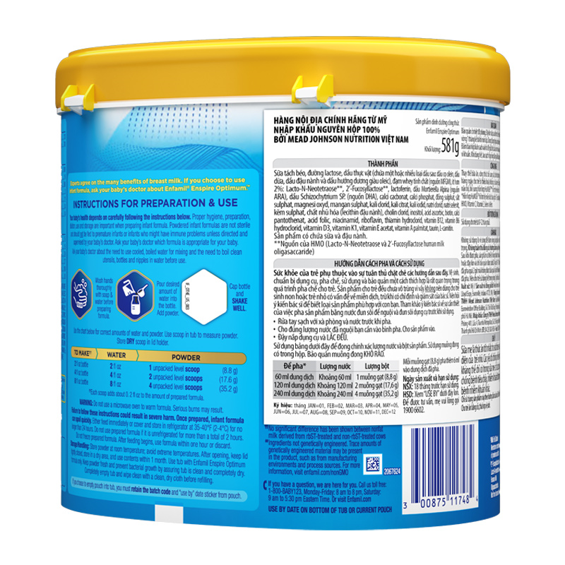 Sữa bột Enfamil Enspire Infant Formula 850g (0 - 12 tháng) 7
