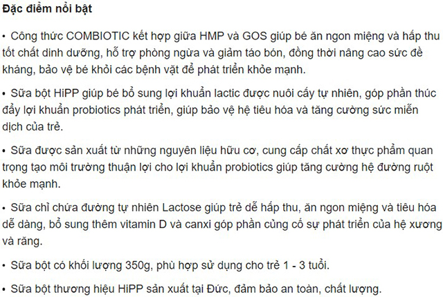 Sữa bột HiPP Organic Combiotic số 3 350g (1 - 3 tuổi)