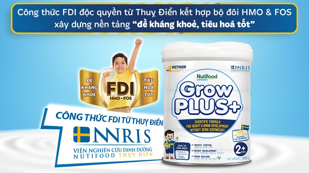 Sữa bột Nutifood GrowPLUS+ trắng (kiểm soát cân nặng)