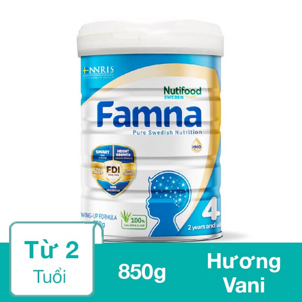 Sữa bột Nutifood Famna số 4 hương vani 850g (từ 2 tuổi)