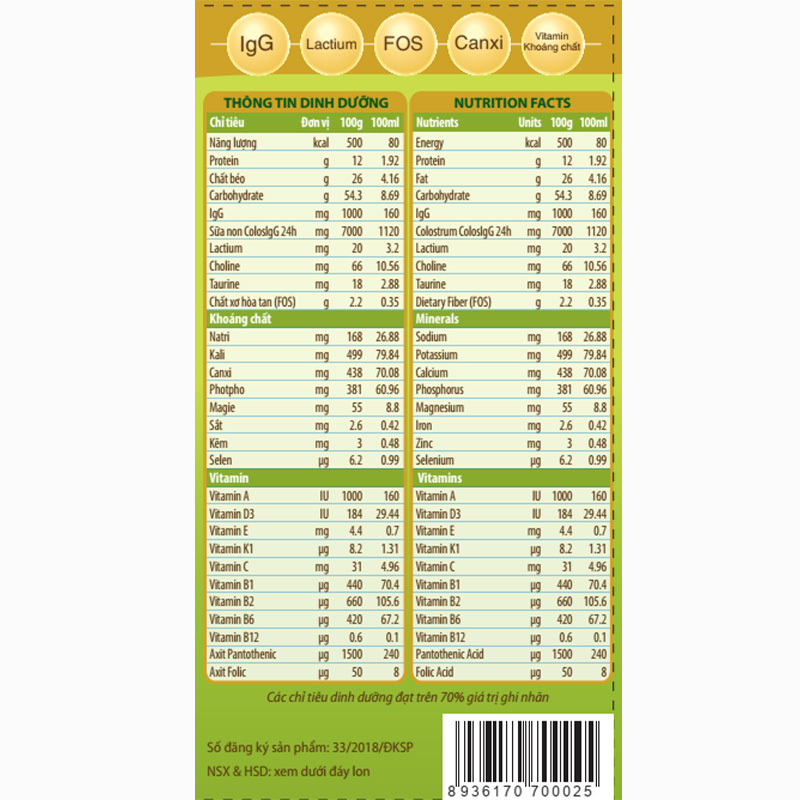 Sữa bột ColosBaby Gold 0+ (sữa non) hương vani 800g (0 - 12 tháng) 6