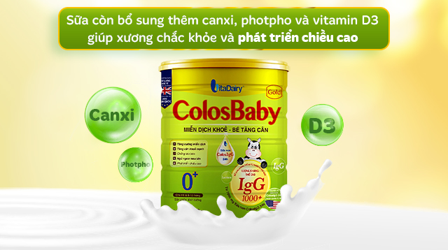 Sữa bột ColosBaby Gold 0+ (sữa non) hương vani 800g (0 - 12 tháng) - Pháu triển chiều cao