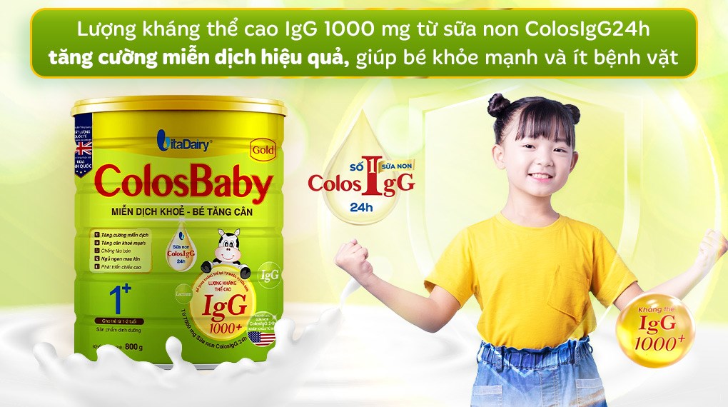 Sữa bột ColosBaby Gold 1+ (sữa non) hương vani 800g (1 - 2 tuổi)