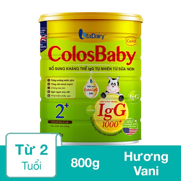 Sữa bột ColosBaby Gold 2+ (sữa non) hương vani 800g (từ 2 tuổi)