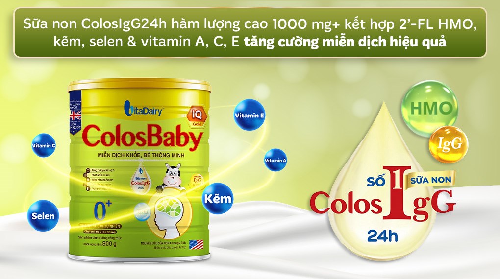 Sữa bột ColosBaby IQ Gold 0+ (sữa non) hương vani 800g (0 - 12 tháng)